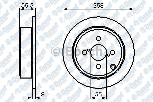 BOSCH 0986479086 Fren Diski Arka 258mm Toyota Corolla E12 1.4 1.6 1.8 02->
